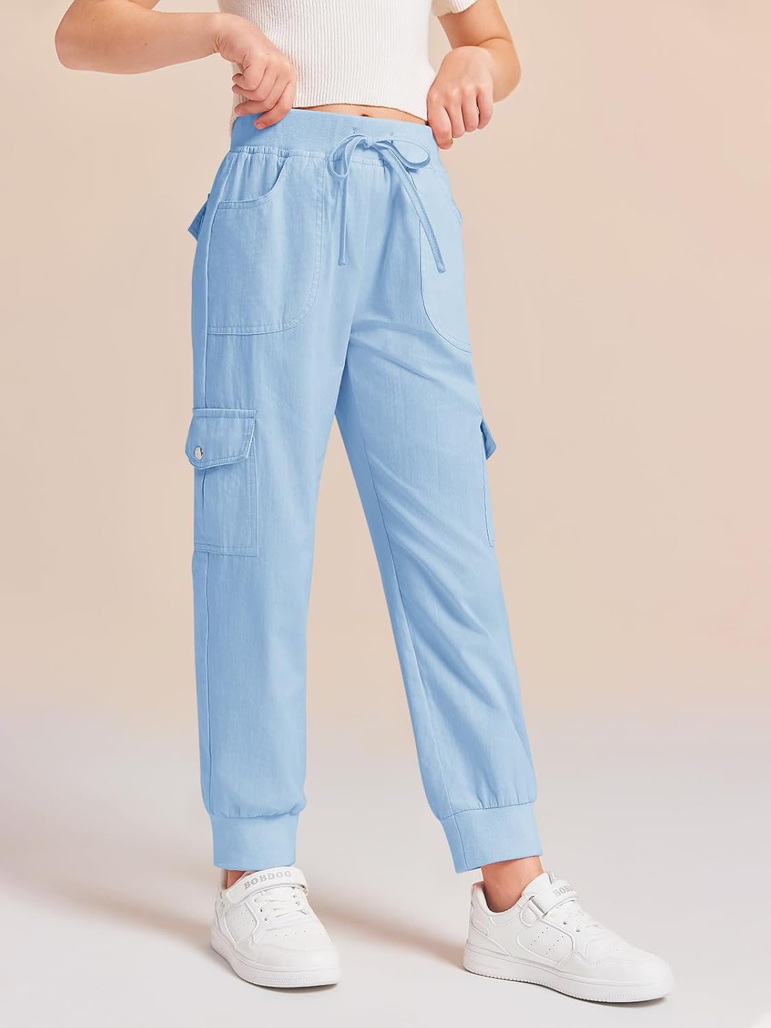 Haloumoning Girls Slim Fit Cargo Joggers Fast Dry and Pockets forEveryday Style