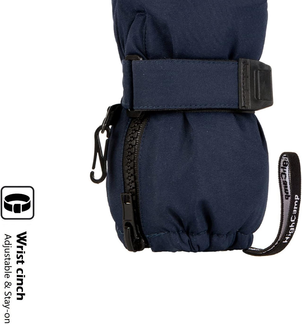 HIGHCAMP Winter Snow Ski Mitten Gloves Waterproof with Zipper
