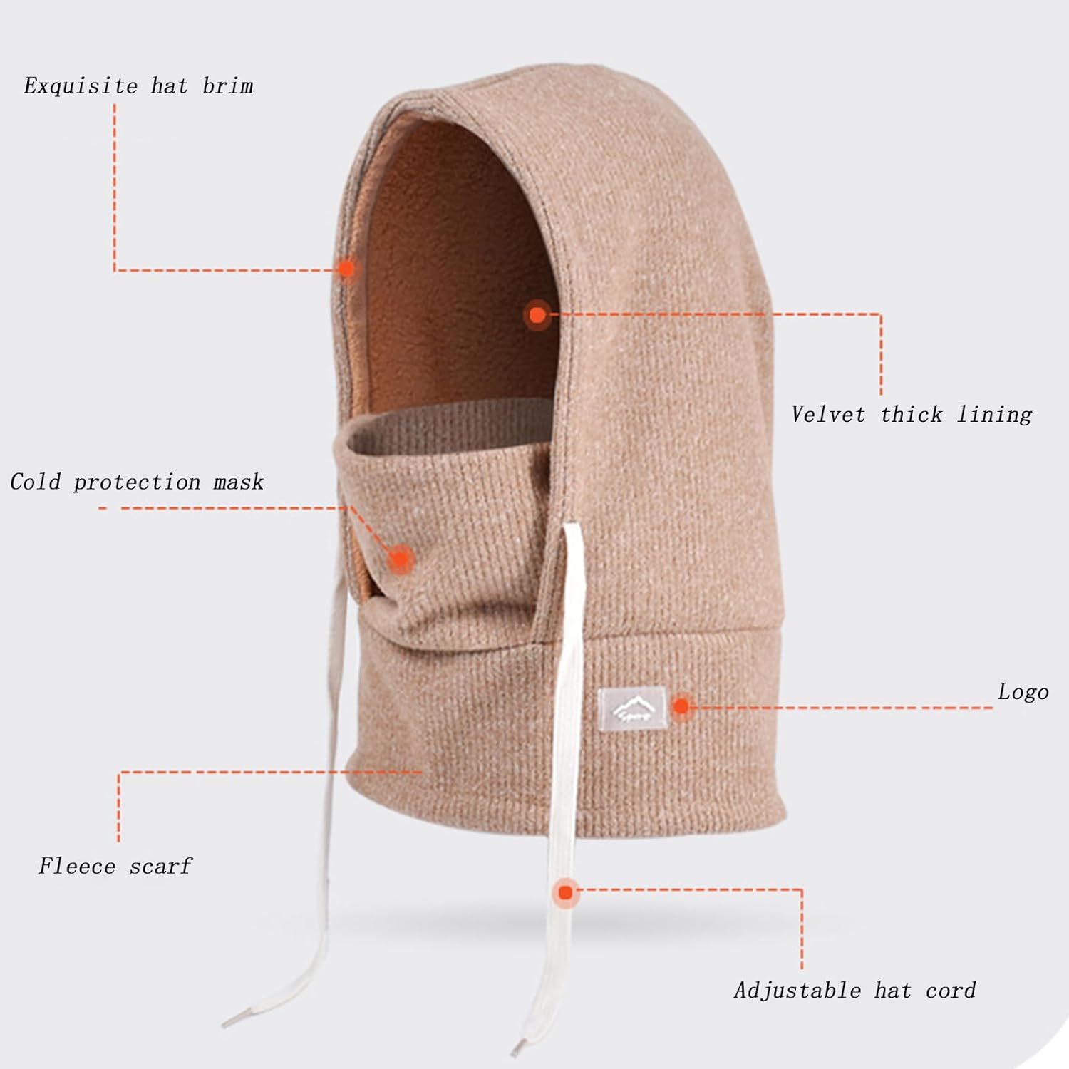 Balaclava Ski Mask for Kids Sherpa Hood Warm Cold-Proof