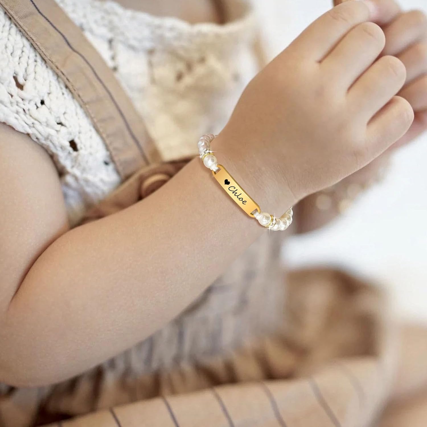 Personalized Baby Bracelet with Name Plaque for Kids