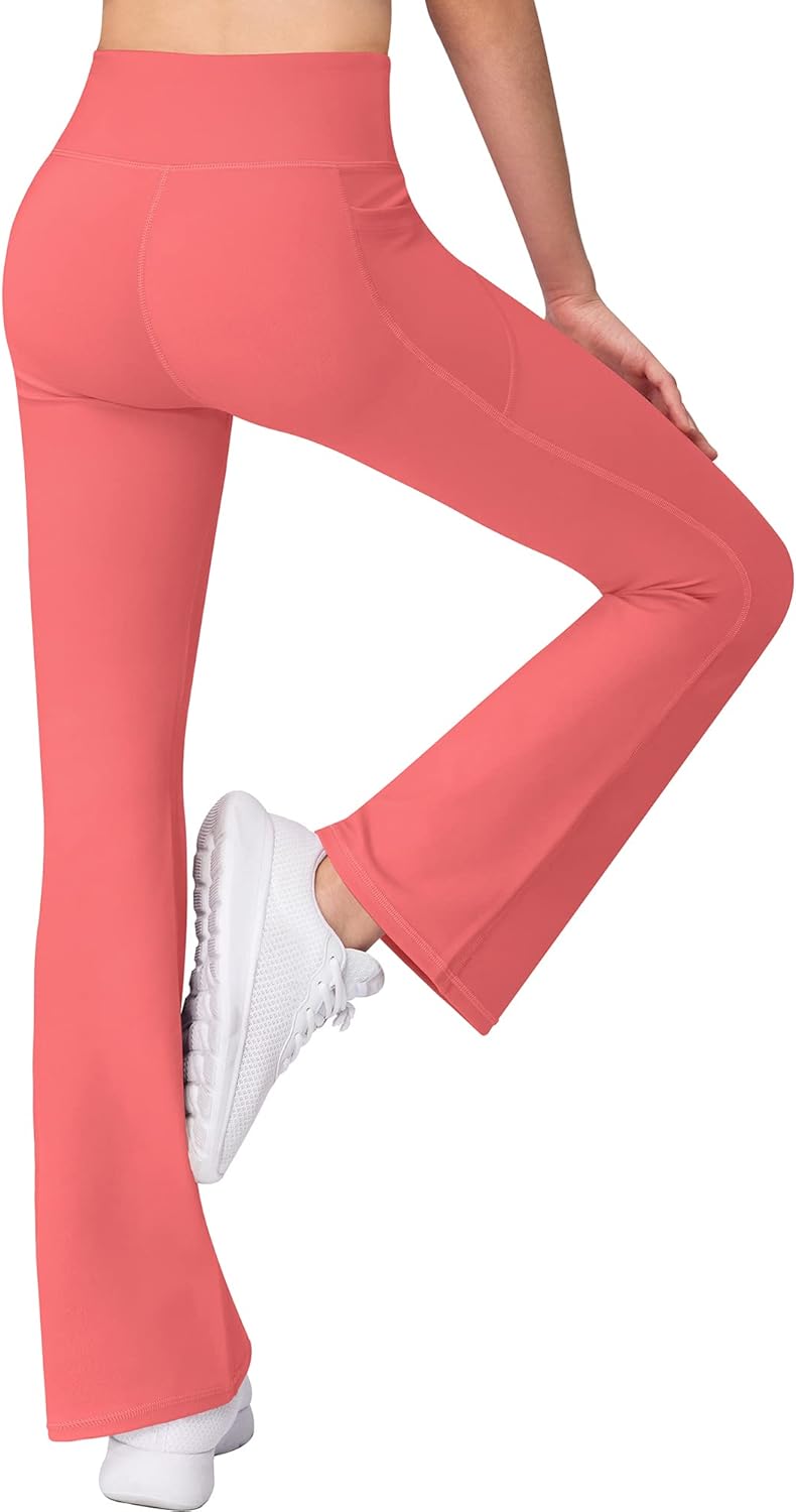 AENLLEY Girl Yoga Flare Wide Leg Tummy Control Stretchy Pants 3 Pack