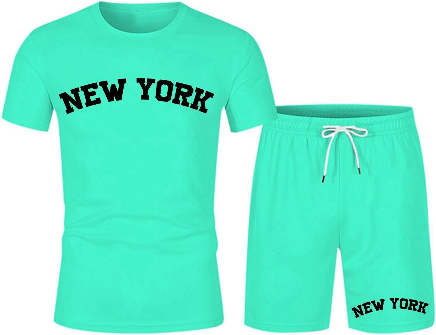 New York Mens 2-Piece Casual Outfit Set for Summer