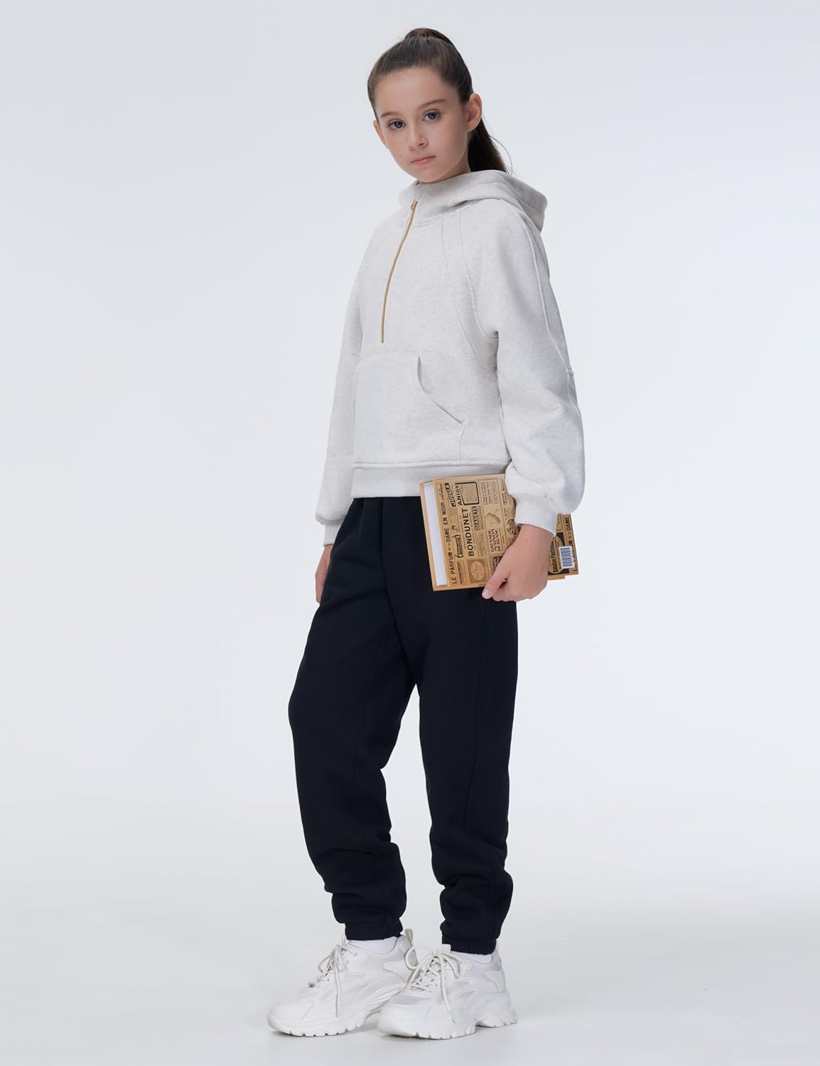 THE GM Fleece Joggers for Girls Warm Tapered with Pockets