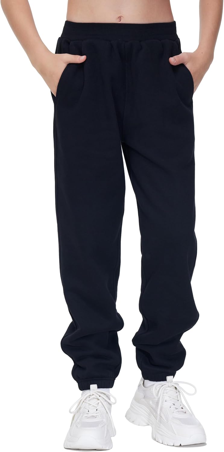 THE GM Fleece Joggers for Girls Warm Tapered with Pockets