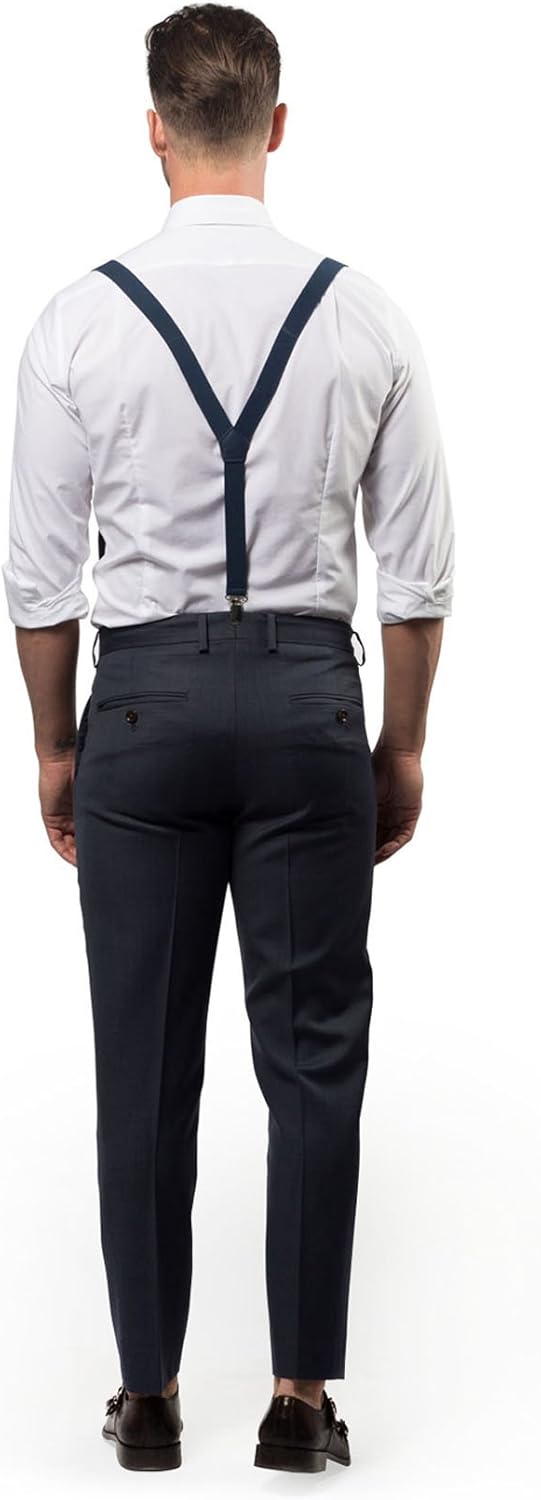 Navy Suspenders Bow Tie Set - Perfect for Prom Weddings More