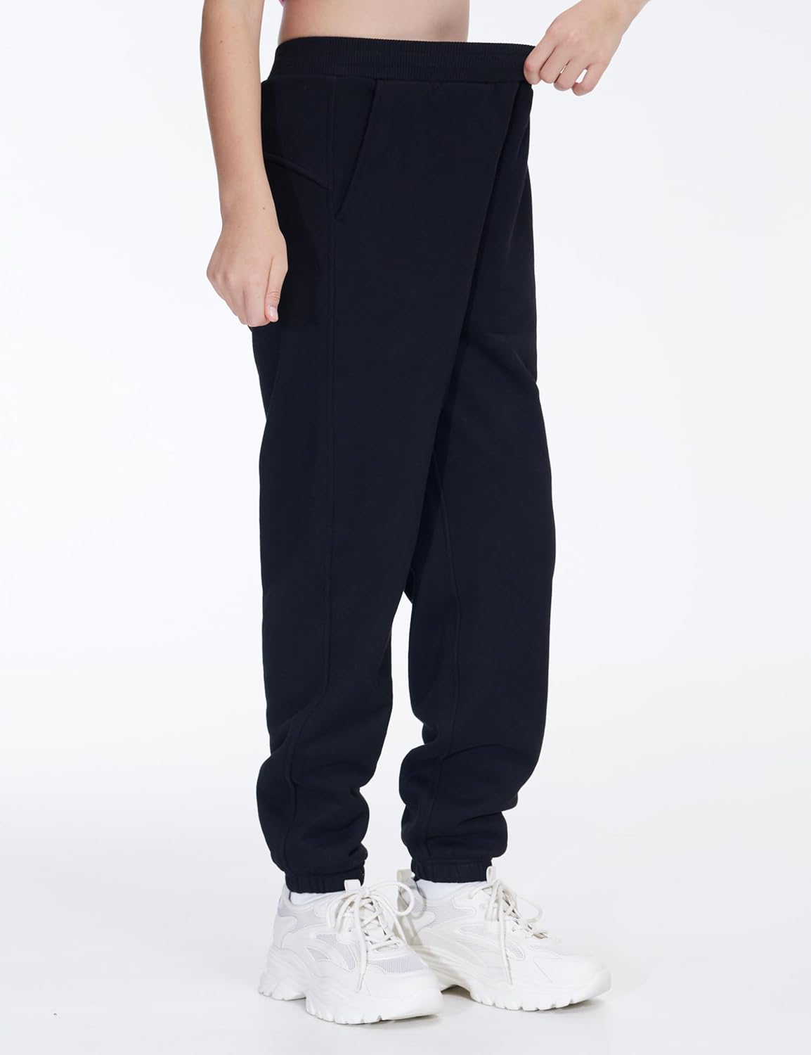 THE GM Fleece Joggers for Girls Warm Tapered with Pockets
