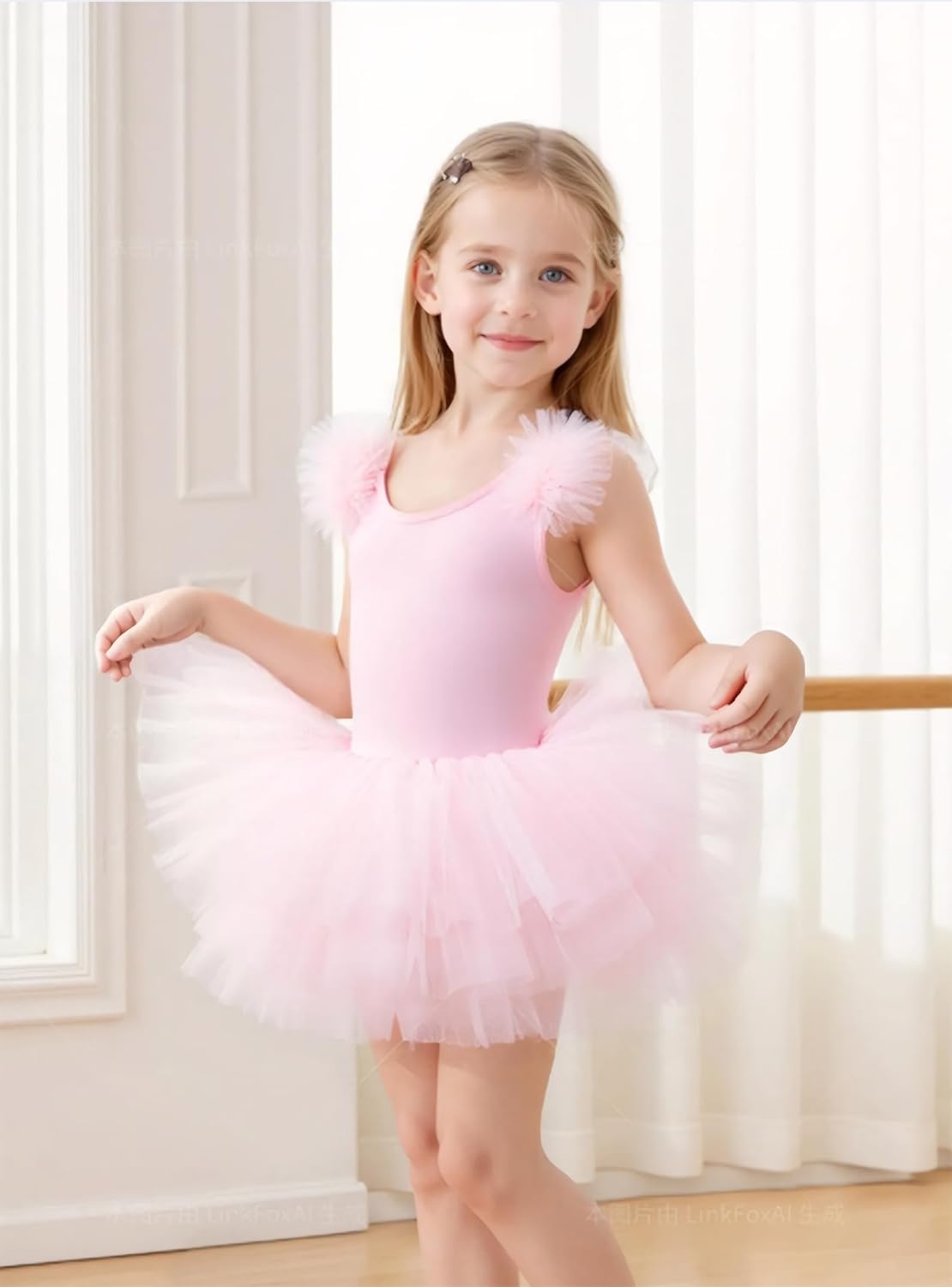 Fluffy Ballet Leotard for Toddlers Girls 1-7Y