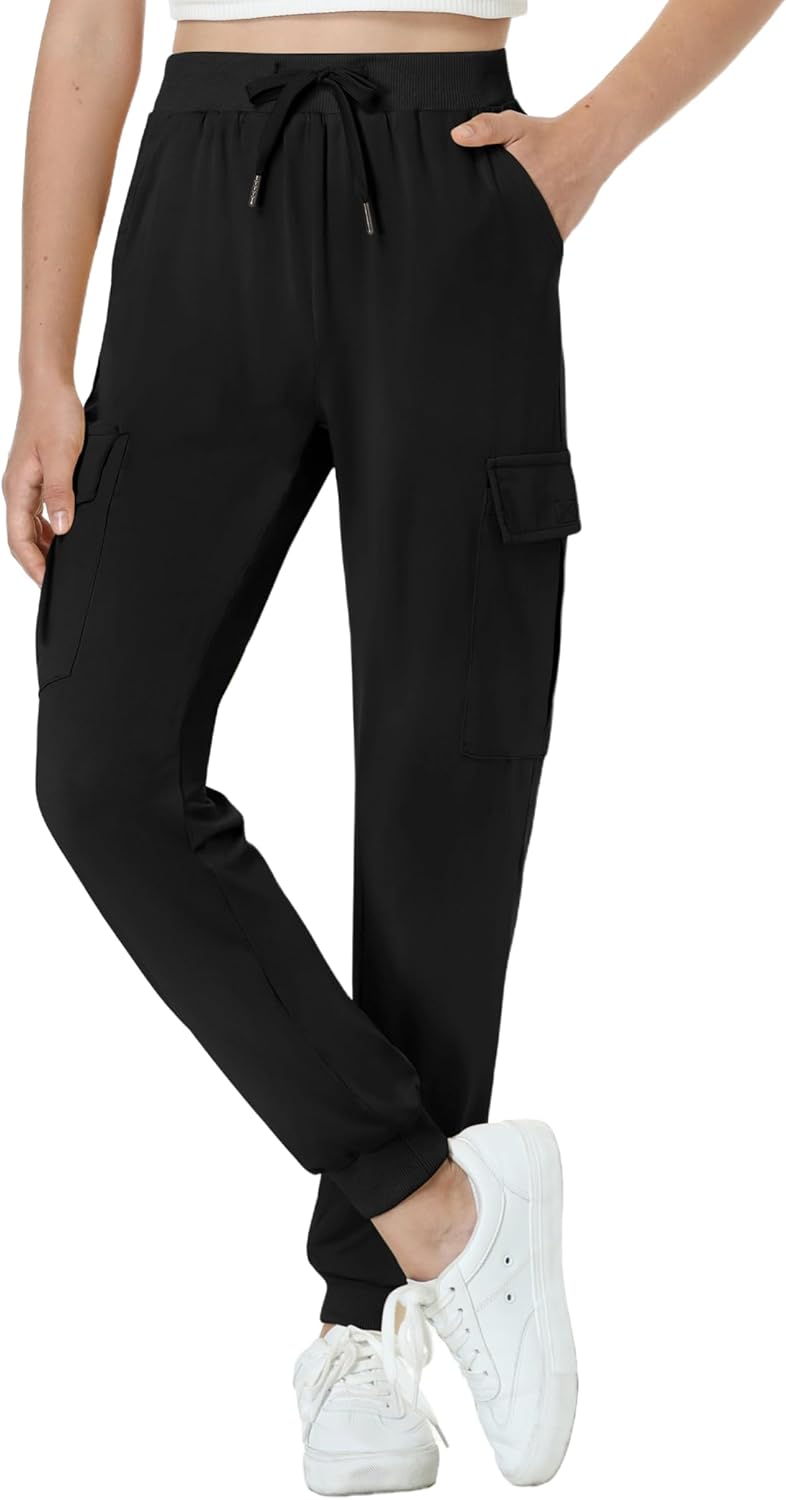 EXARUS Youth Girls Cargo Hiking Pants Joggers Slim Fit with Pockets