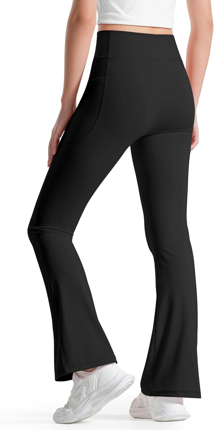 BOOPH Girls Cross-Waisted Flare Yoga Pants