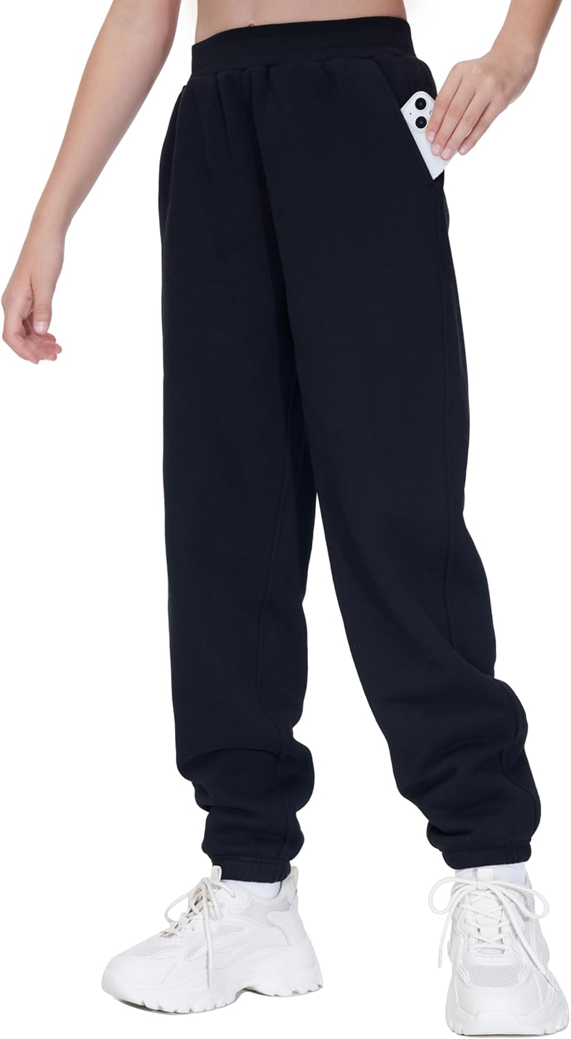 THE GM Fleece Joggers for Girls Warm Tapered with Pockets