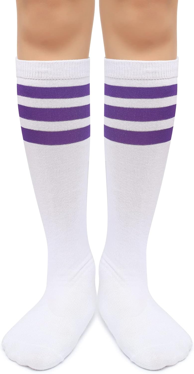 Henwarry Kids Soccer Socks with Classic Stripes