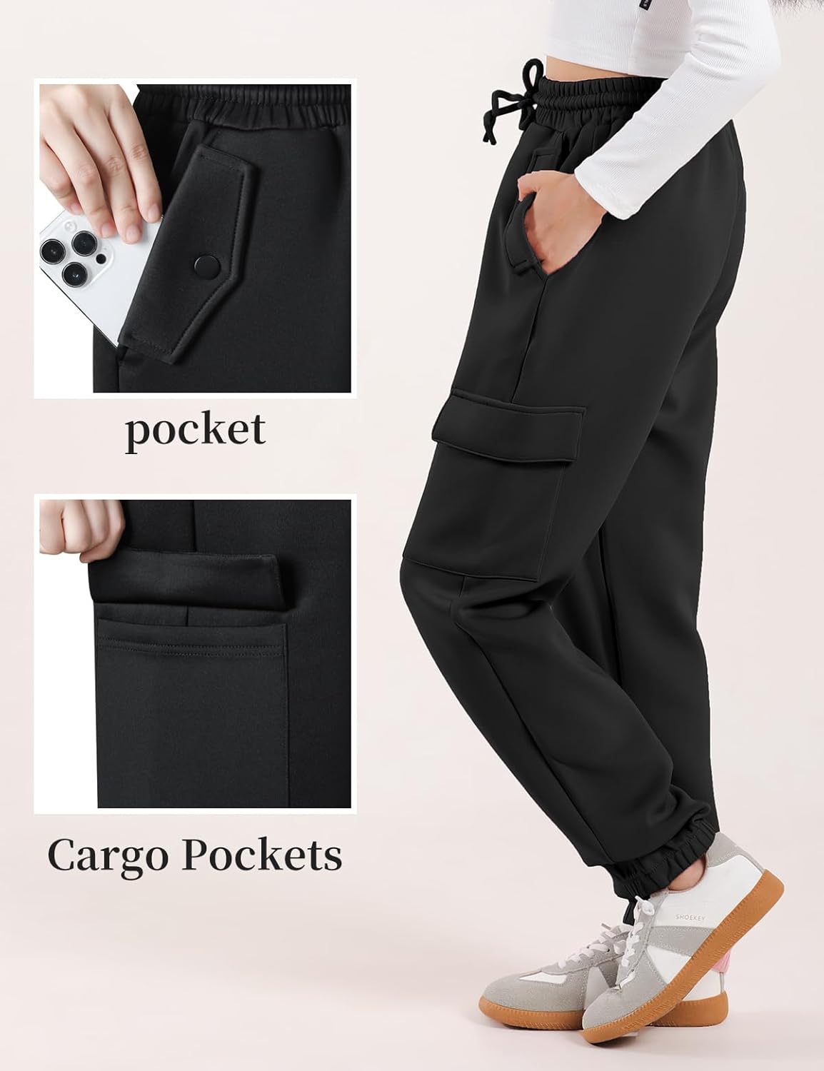 Trendy Slim Fit Girls Cargo Joggers