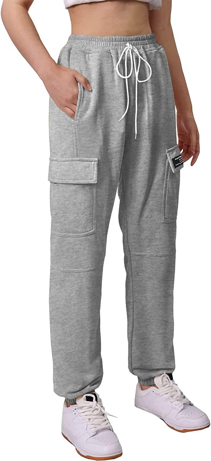 SANGTREE Womens Drawstring Cargo Jogger Pants Comfortable Active Wear