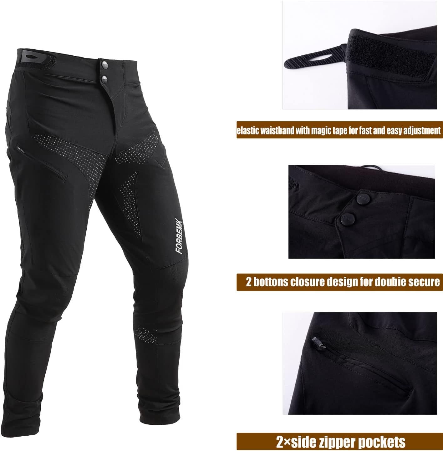 FORBEMK Boys Youth Mountain Bike Pants Comfy Quick-Dry