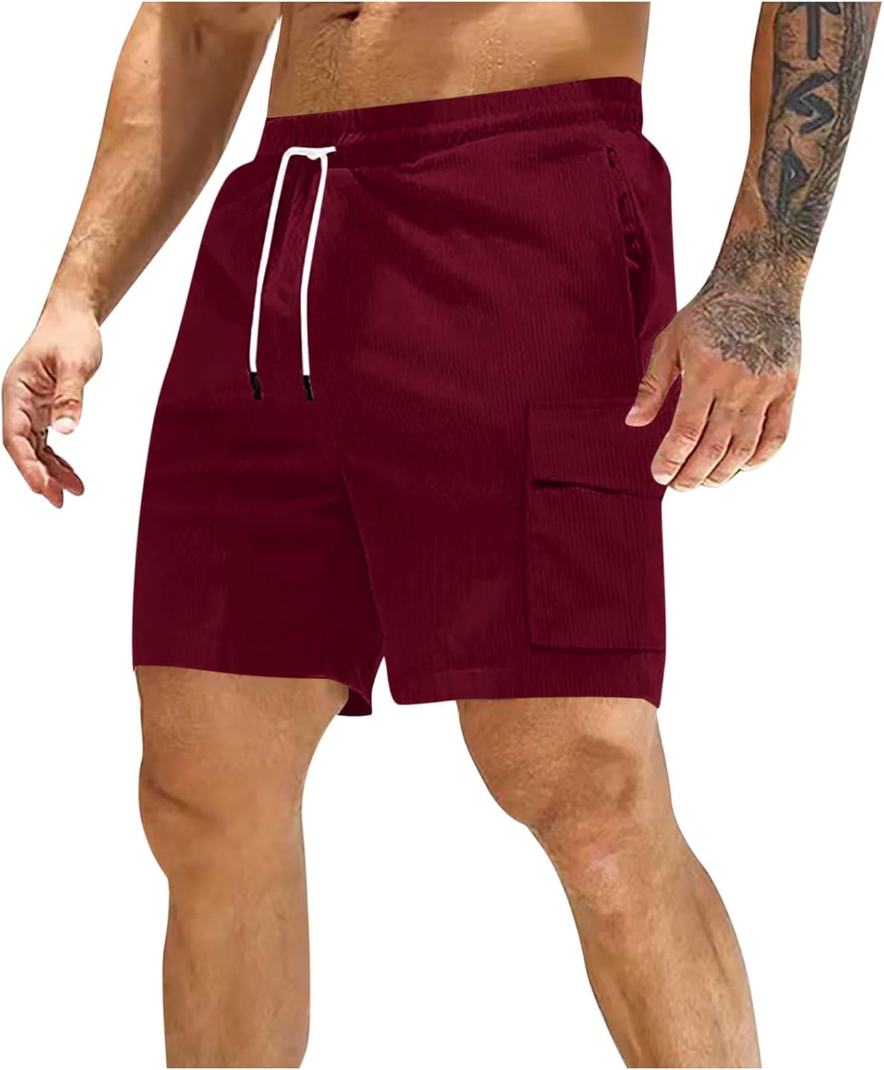 Mens Corduroy Casual Cargo Shorts