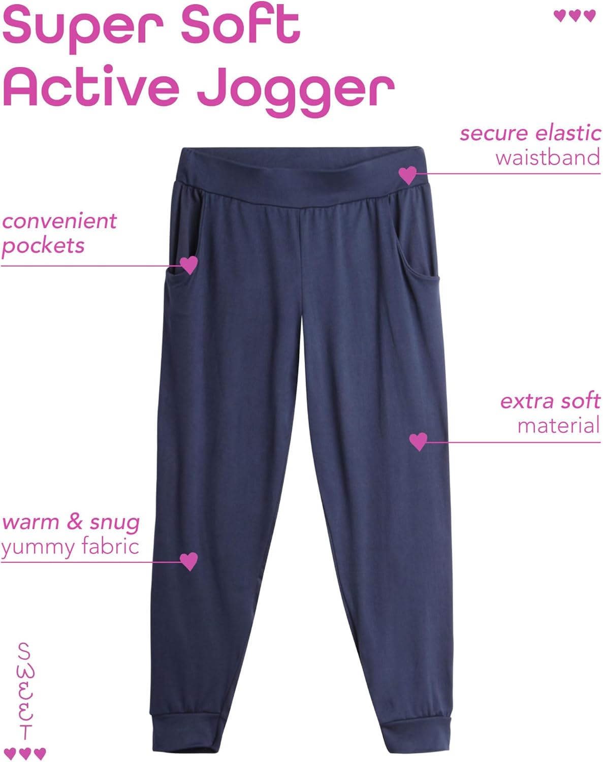 Sweet Hearts Girls 3-Pack Performance Jogger Pants