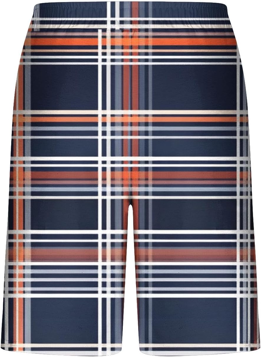 Mens Plaid Block Print Shorts