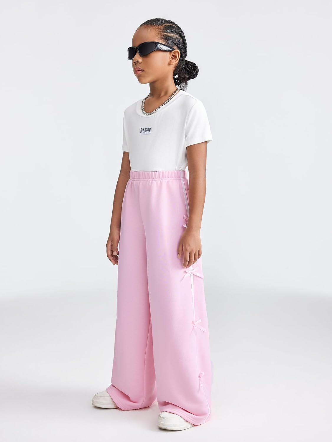 Cute Bow Side Elastic Waist Sweatpants for Girls