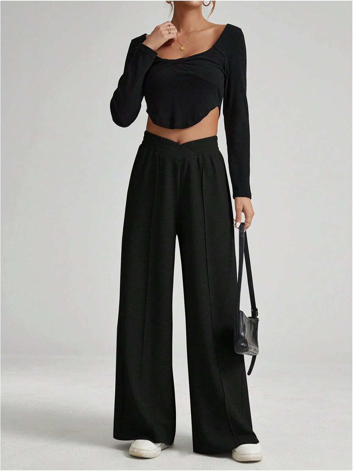 Perfect GORGLITTER Girls Wide Leg Sweatpants Crossover Elastic High Waist - customers love