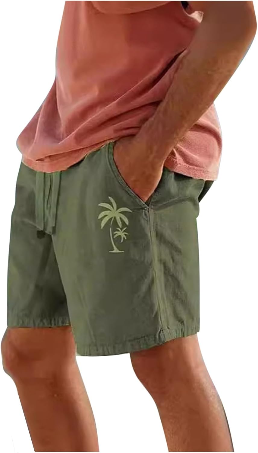 Xiaojmake Elastic Waist Shorts for Men Graphic and Cotton Summer Beachessential
