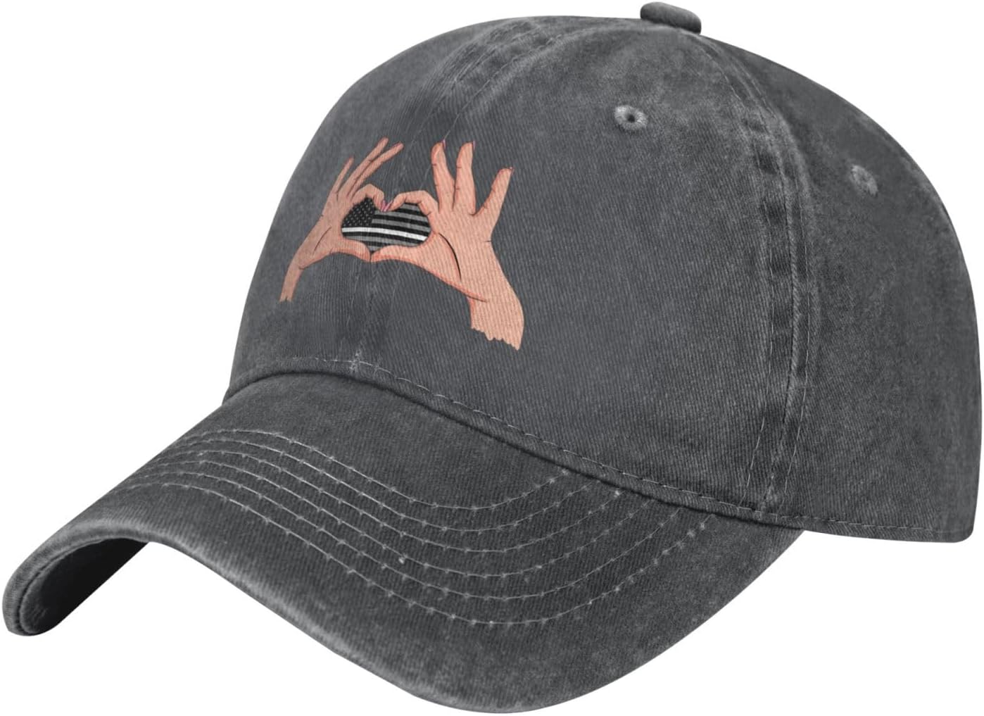 RTATBY Heart Themed United States Thin White Line Flag Baseball Cap