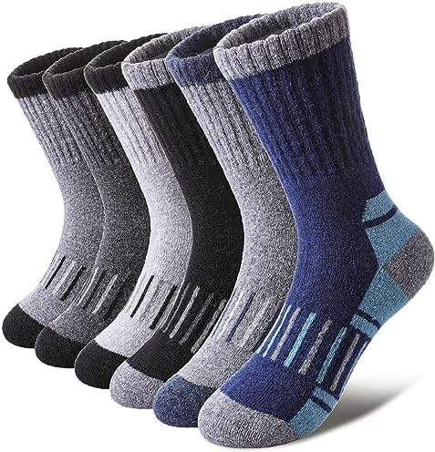 LINEMIN Kids Merino Wool Hiking Socks 6 Pairs