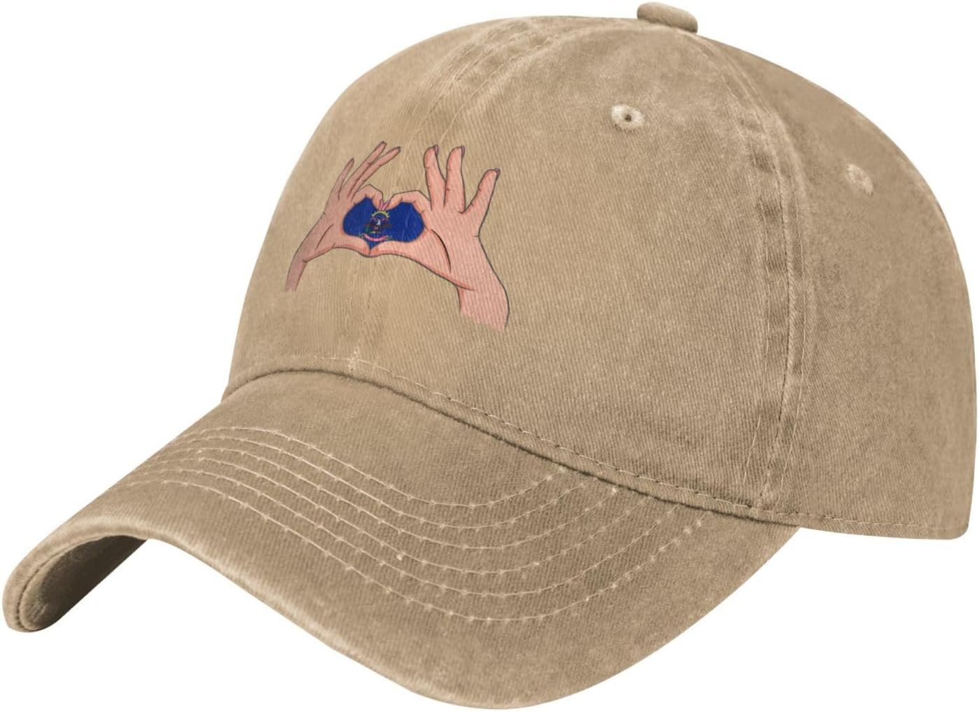 Holding A Heart Flag of North Dakota Baseball Cap