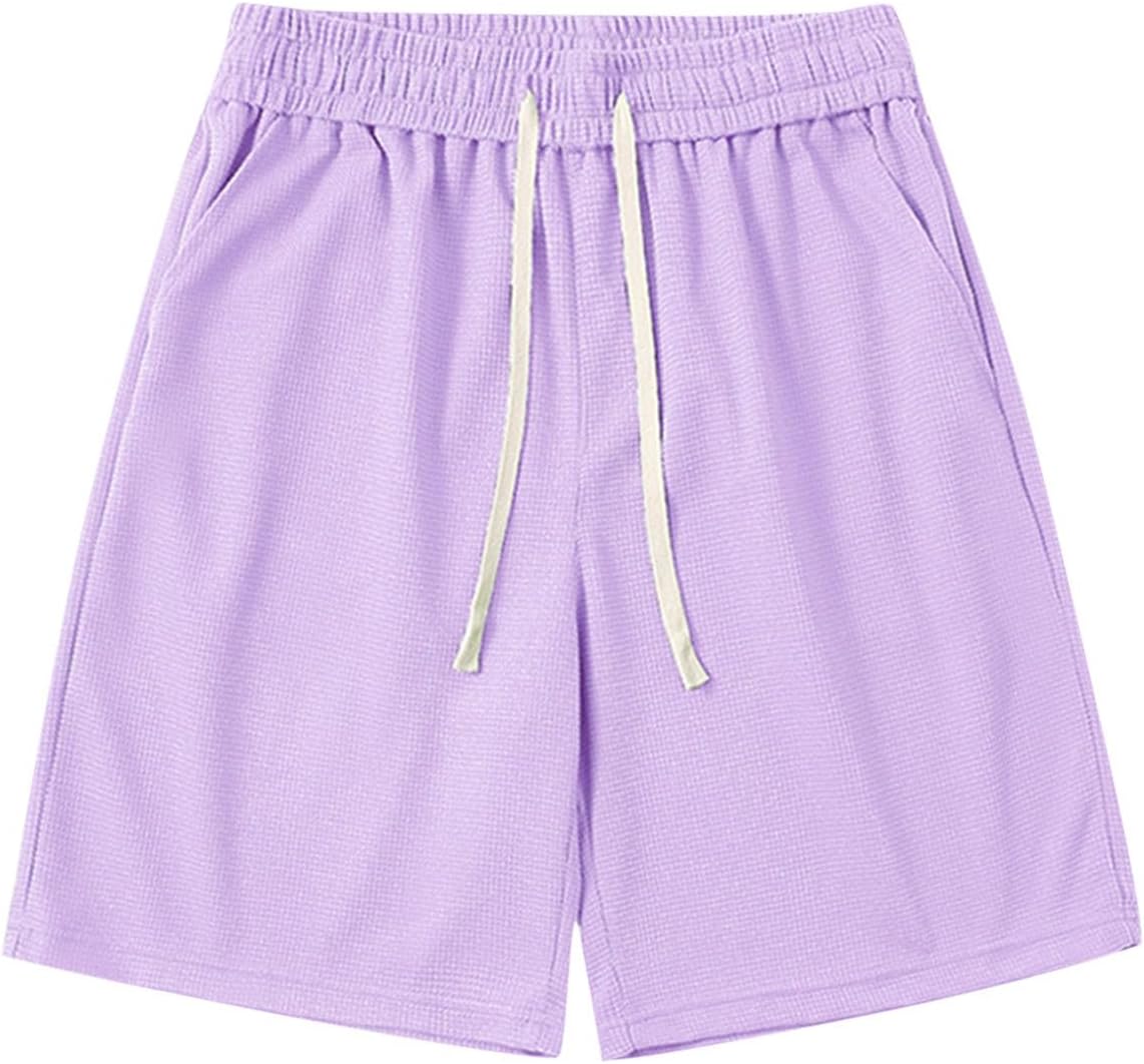 Waffle Print Shorts for Men Lightweight Breathable