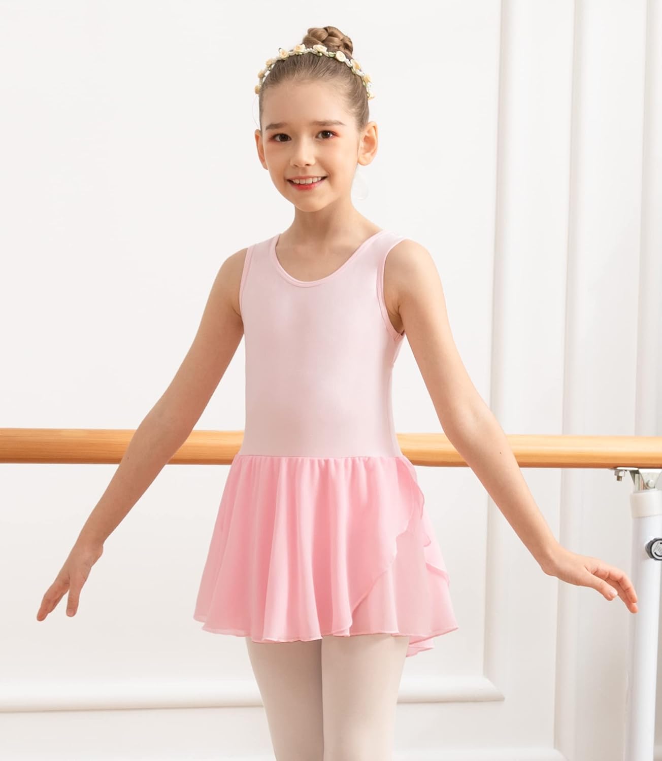 Girls Ballet Tank Leotard with Butterfly Hem