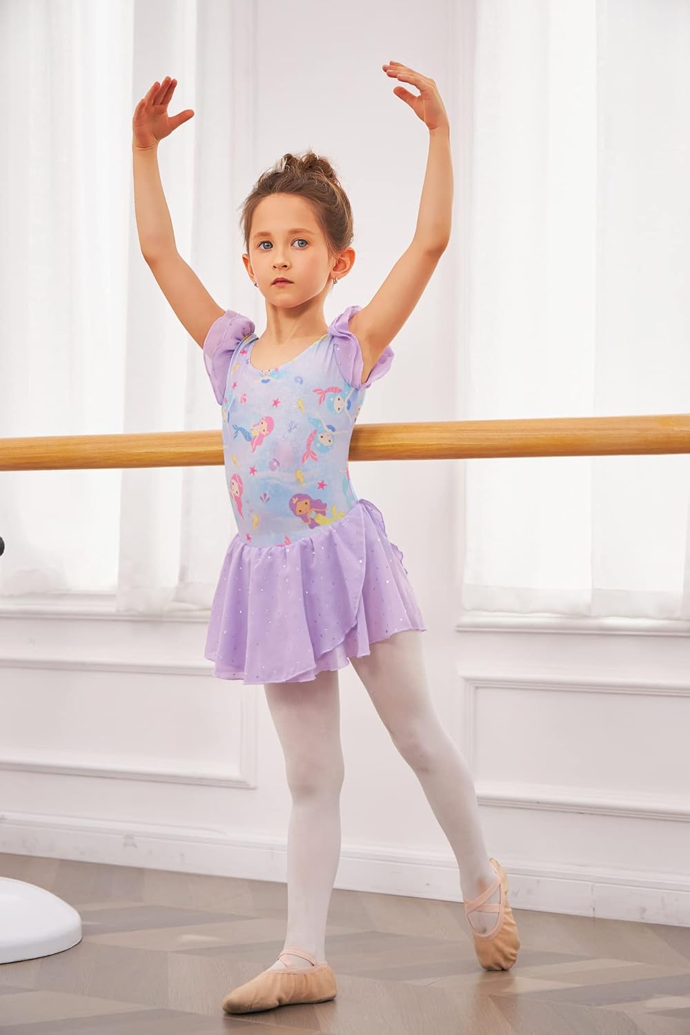 Arshiner Girls Ruffle Sleeve Dance Leotard
