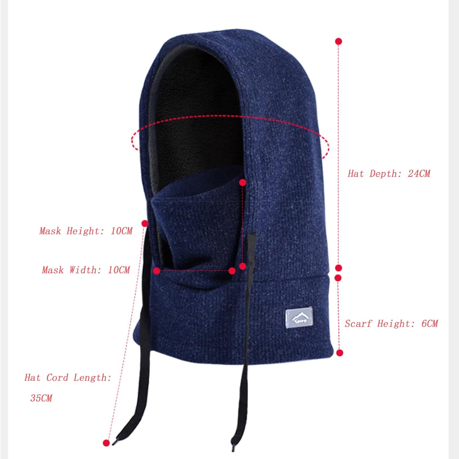 Balaclava Ski Mask for Kids Sherpa Hood Warm Cold-Proof