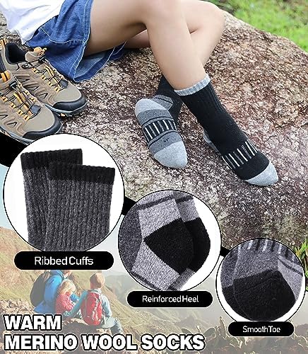 LINEMIN Kids Merino Wool Hiking Socks 6 Pairs