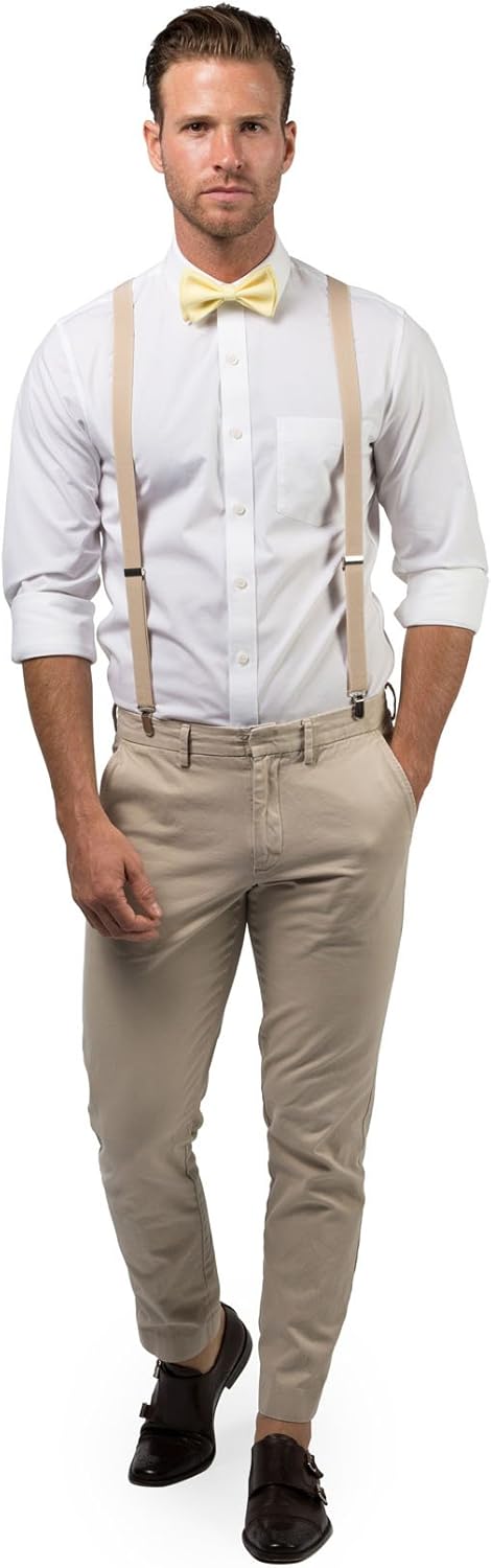 Perfect Tan Suspenders Bow Tie Set for Any Occasion