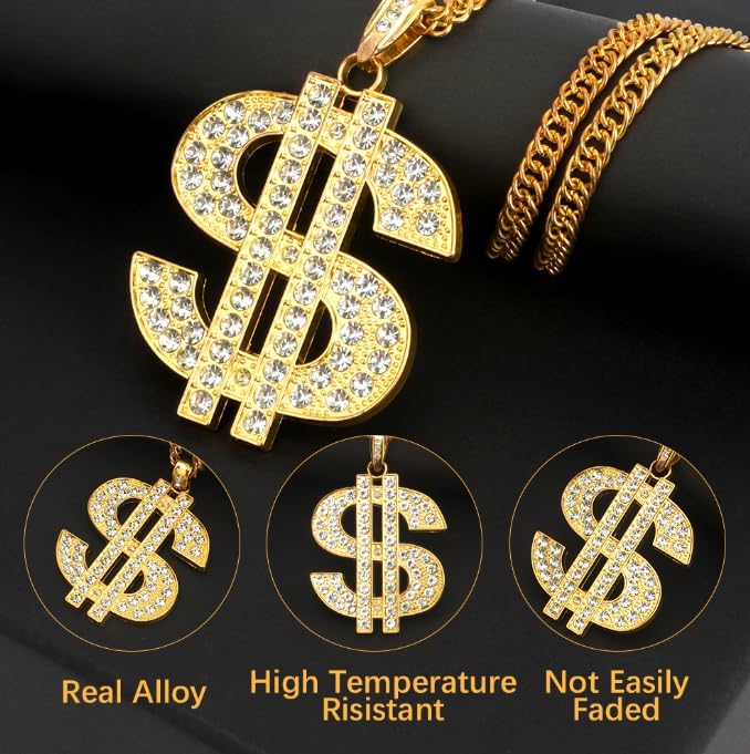 Perfect Gift for Hip Hop Lovers Fake Gold Dollar Sign Chain Necklace
