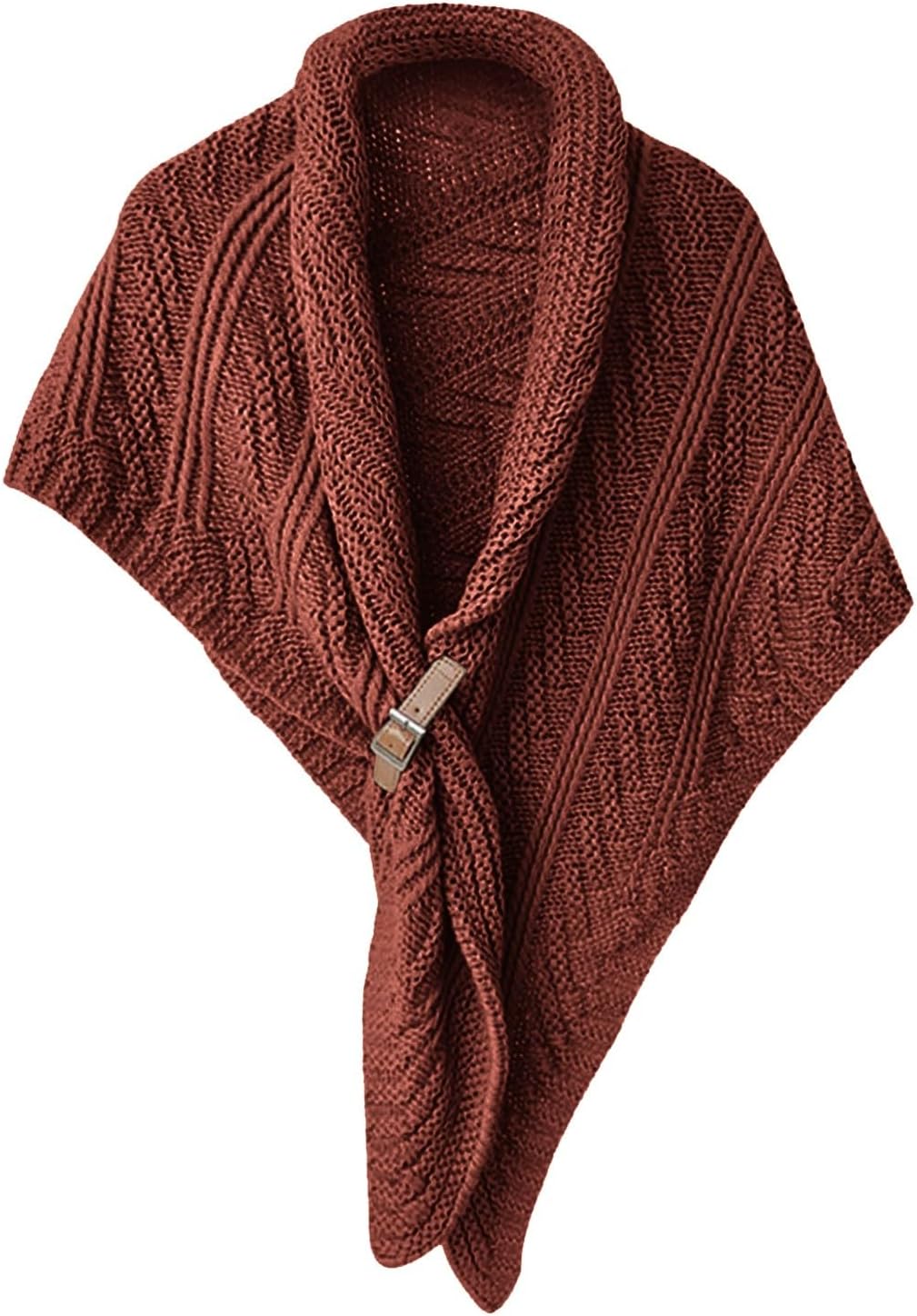 Knitted Shawl with Leather Buckle Womens Fashion Citizens AutumnWinter