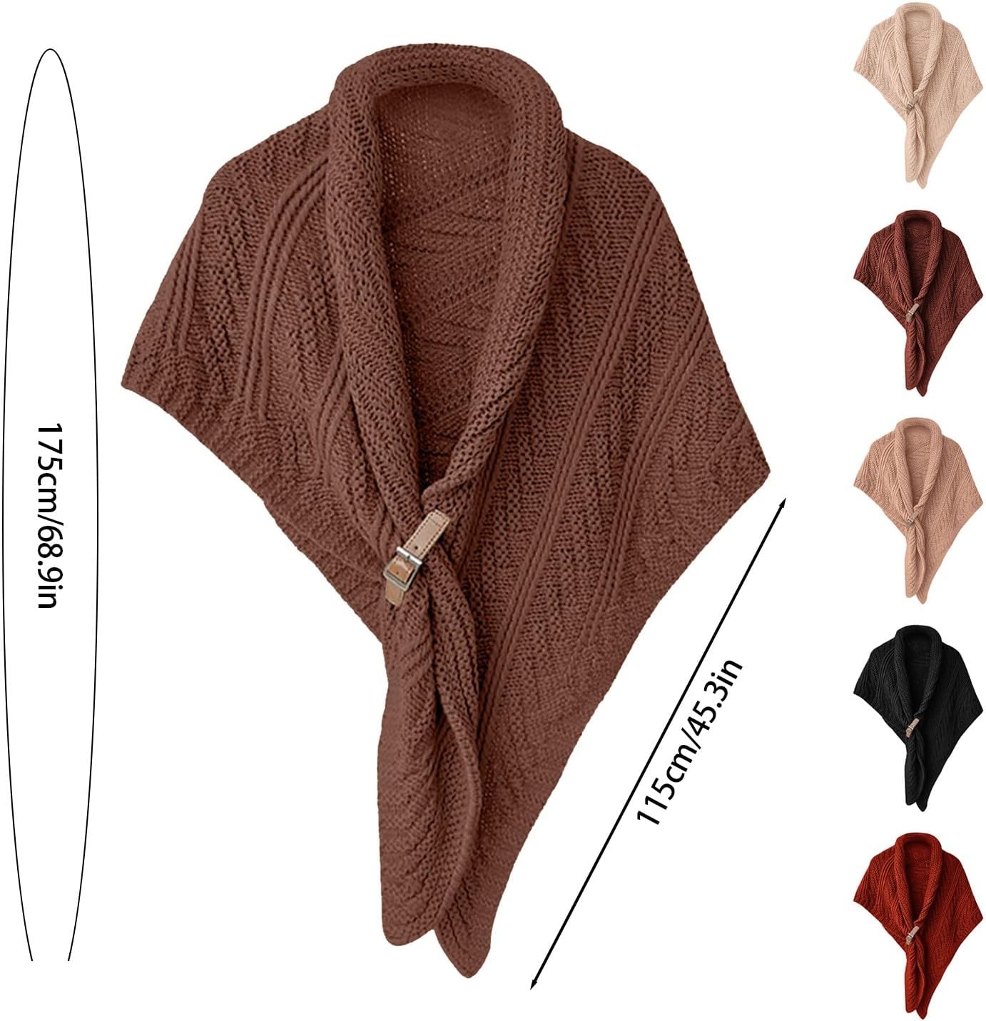 Knitted Shawl with Leather Buckle Womens Fashion Citizens AutumnWinter