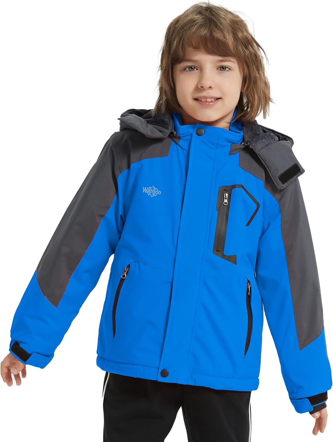 Wantdo Boys Waterproof Ski Jacket Fleece Snowboarding Jackets