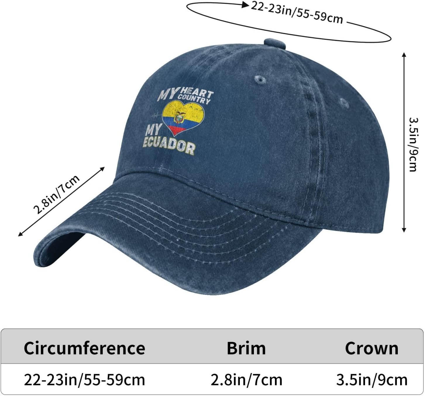 My Heart Country Ecuador Baseball Cap
