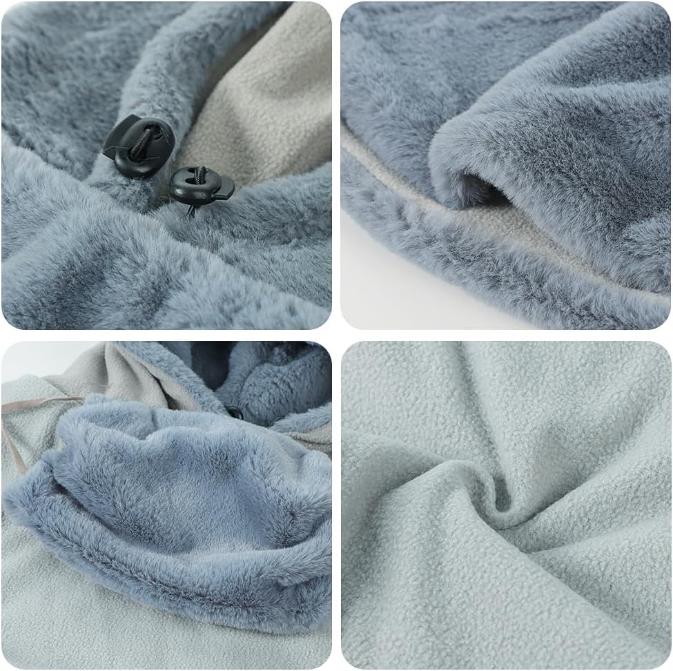 Adjustable Ski Mask Fleece Hooded Shawl for Kids