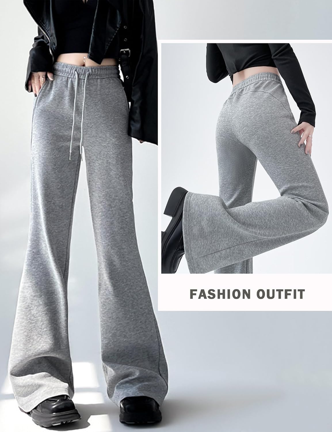 Kiench Flared Leg Sweats Trendy High Waist for Teens