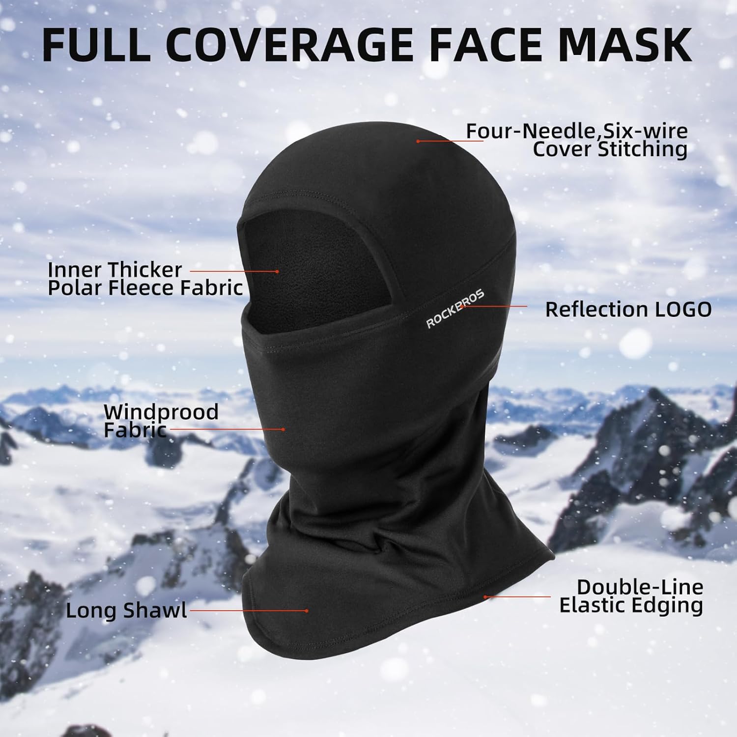 ROCKBROS Balaclava Ski Mask - Mens Winter Stay Warm