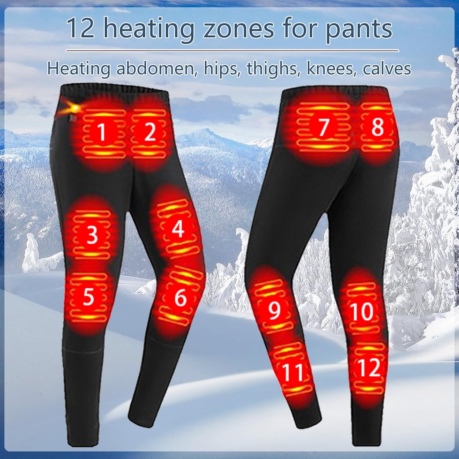 Outdoor Thermal Underwear for Men with 28 Heating Zones