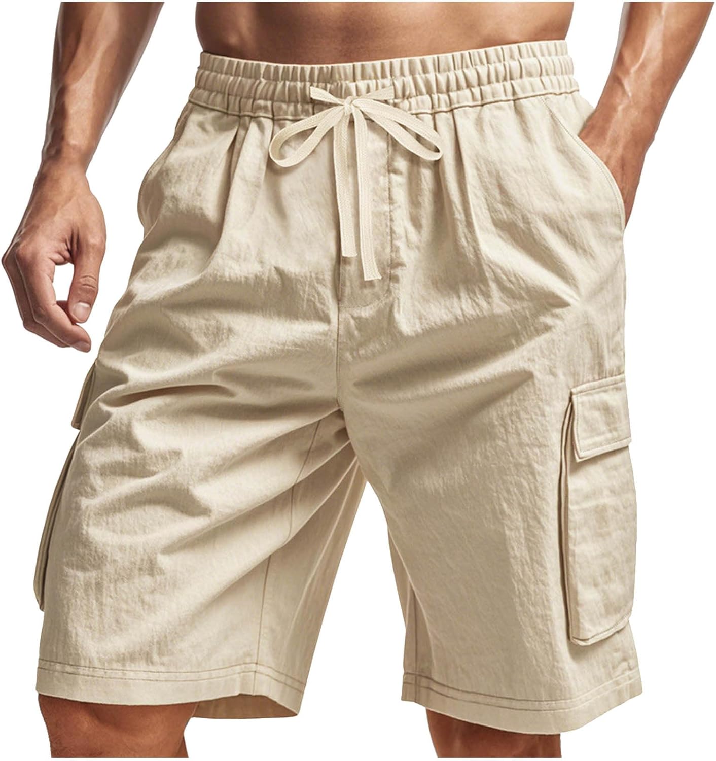 Xiaojmake Mens Cotton Linen Cargo Shorts