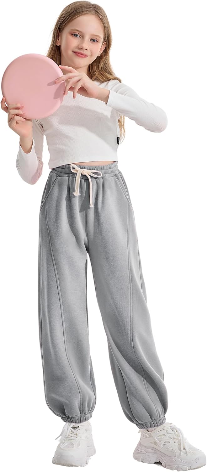 Rolanko Girls Fleece Sweatpants Baggy Jogger Pants