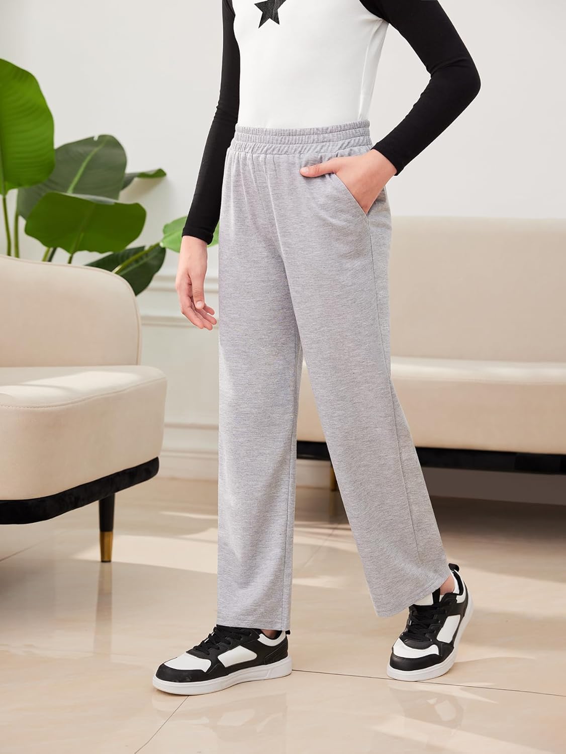 SHENHE Girls Straight Leg Low Rise Loose Sweatpants Workout