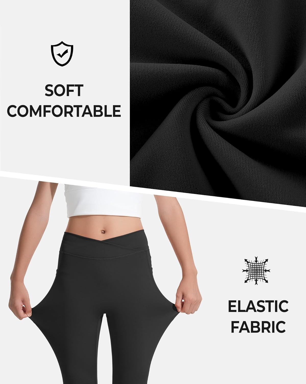 BOOPH Girls Cross-Waisted Flare Yoga Pants