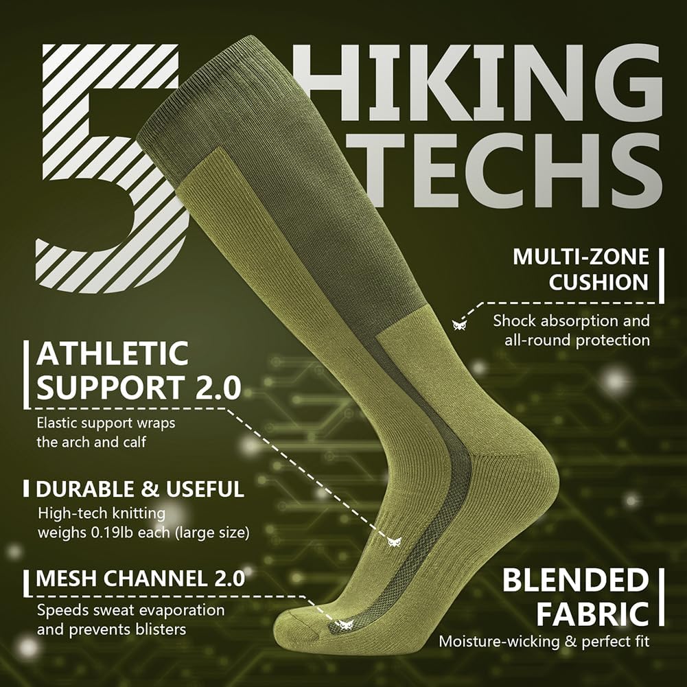 Mens Hiking Socks Military Green trekking hunting and trail running essentials