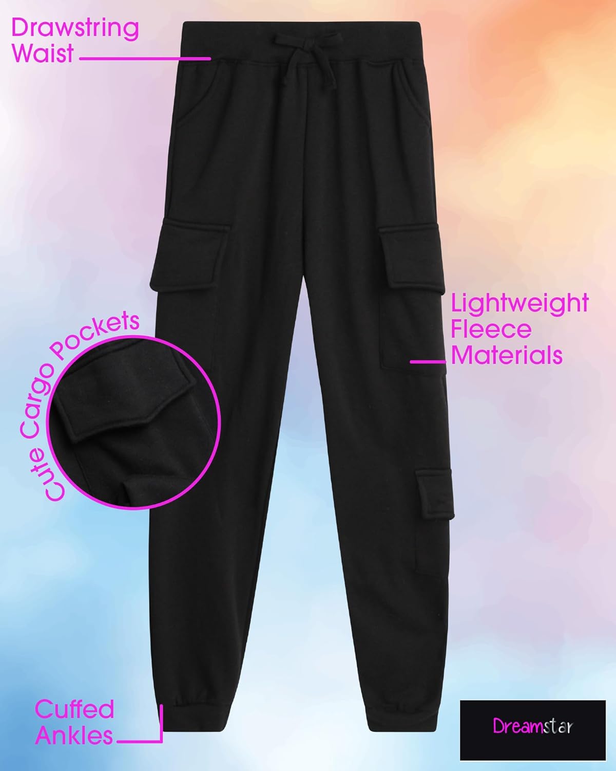 Comfort Style dreamstar girls jogger pants_bridgeoversized_fleece_cargo