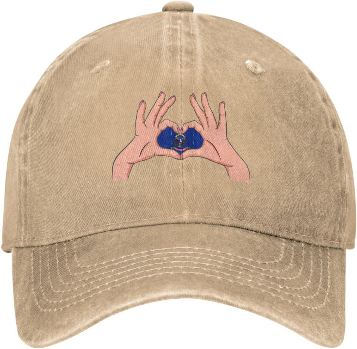 Holding A Heart Flag of North Dakota Baseball Cap