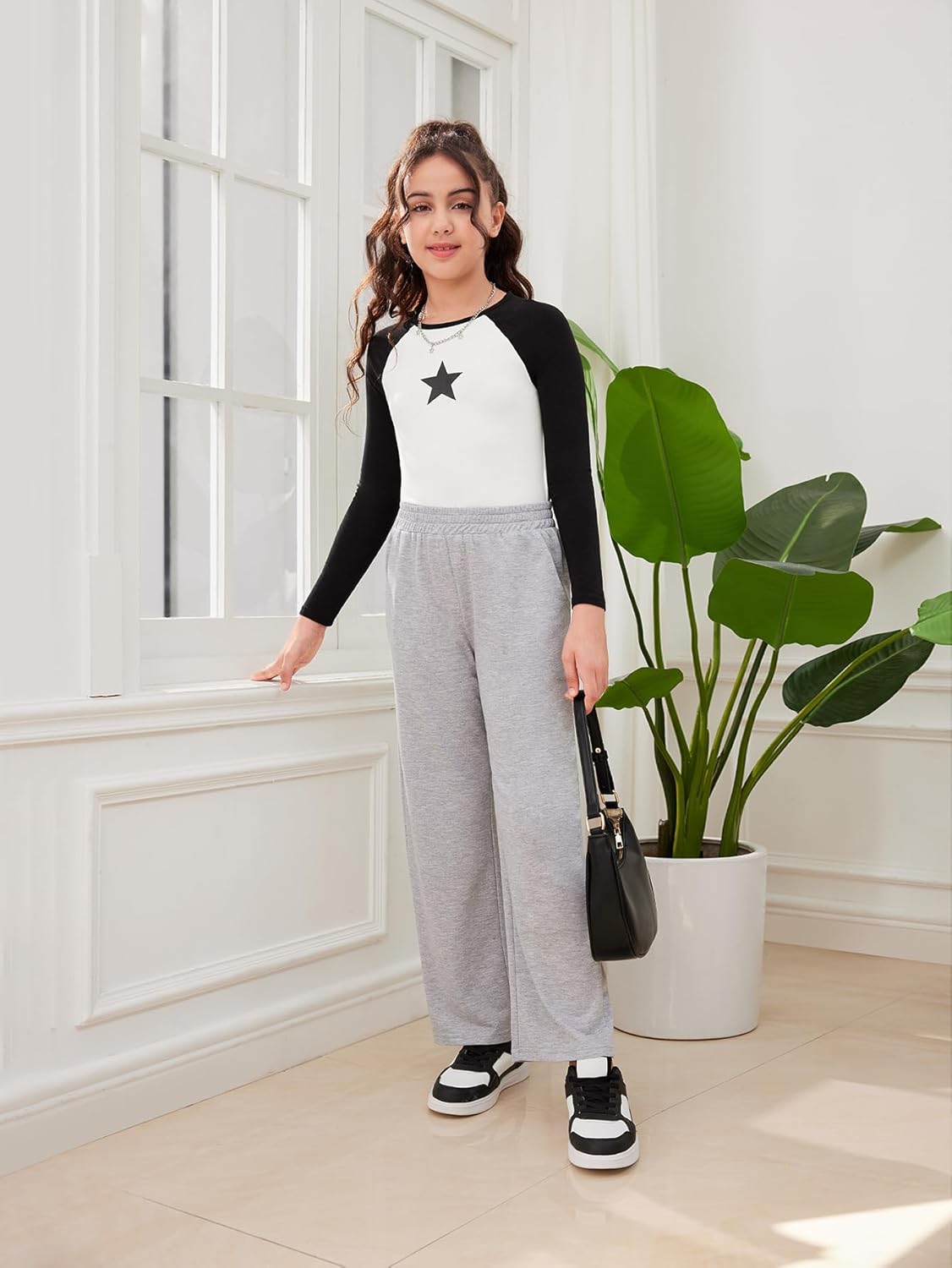 SHENHE Girls Straight Leg Low Rise Loose Sweatpants Workout